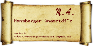 Mansberger Anasztáz névjegykártya